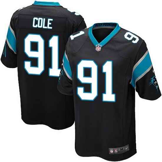 Nike Panthers #91 Colin Cole Black Team Color Mens Stitched NFL Elite Jersey